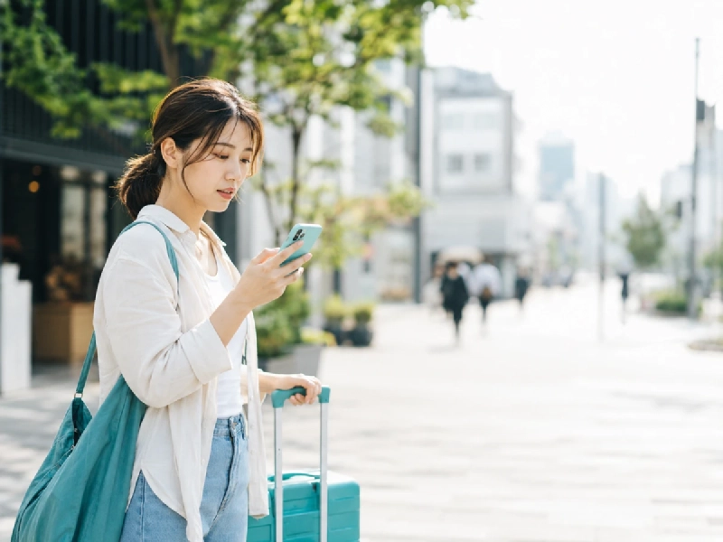 韓国旅行でスマートフォンのeSIMが繋がらず設定を確認するイメージ